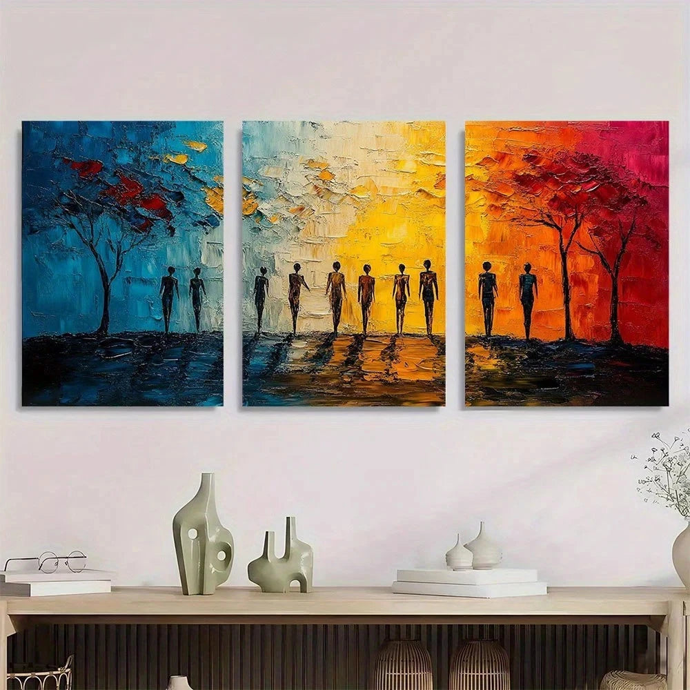 3pcs Abstract Painting African Metal Print Ready to Hang Art