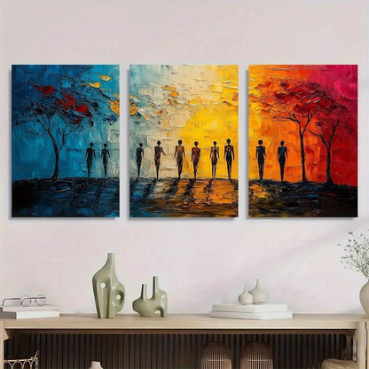 3pcs Abstract Painting African Metal Print Ready to Hang Art