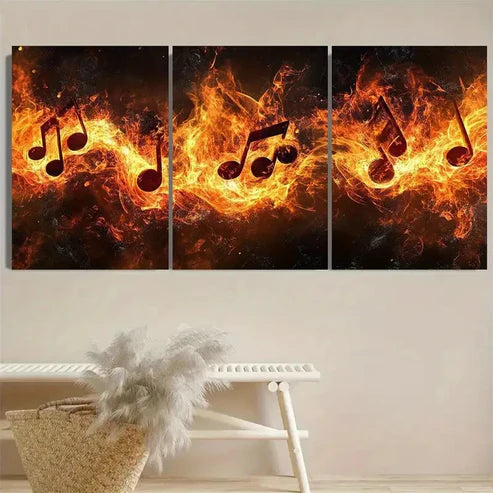 3pcs Music Note Wall Art Set Canvas Unframed - High Quality Print 100% Australian Made Wall Canvas