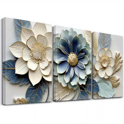 3pcs Modern Floral Painting Canvas Framed 40x60cm - High Quality Print 100% Australian Made Wall Canvas Ready to Hang