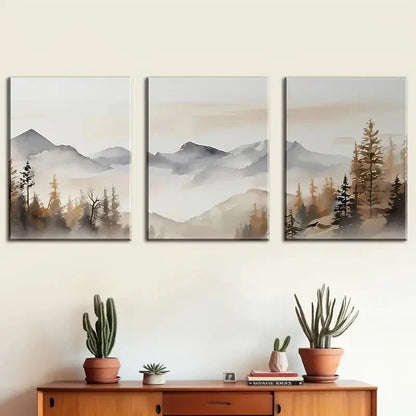 3pcs Abstract Forest Landscape Natural Scenery Metal Print Ready to Hang Art