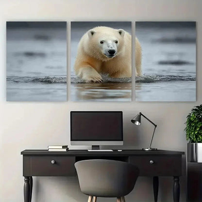 3pcs Polar Bear Wildlife Photography Nature Scene Metal Print Ready to Hang Art