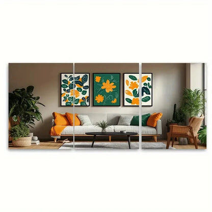 3pcs Abstract Floral Print Matisse Leaf Print Metal Print Ready to Hang Art
