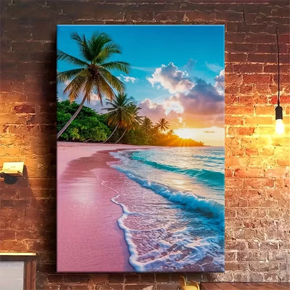 Tropical Pink Beach & Sunset 60x90cm Metal Print Ready to Hang