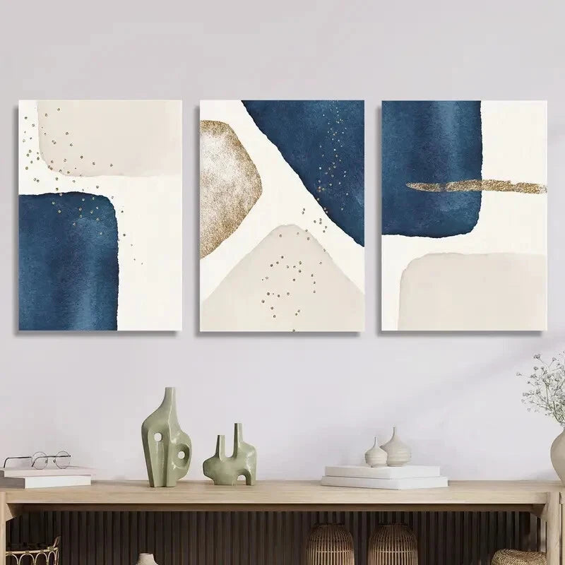 3pcs Abstract Watercolor Ink Painting Metal Print Ready to Hang Art