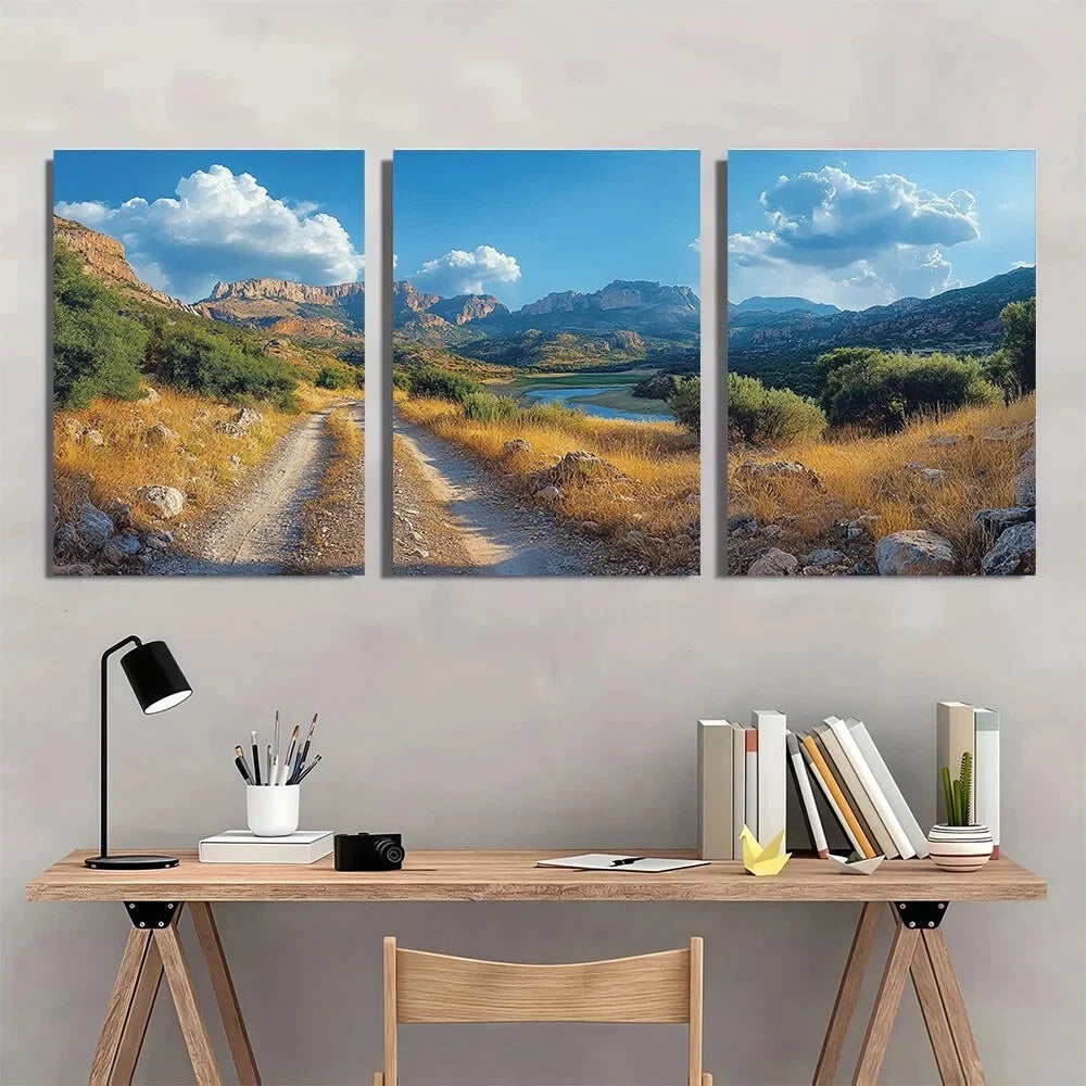 3pcs Serene Nature Mountain White Clouds Metal Print Ready to Hang Art