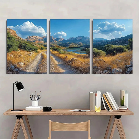 3pcs Serene Nature Mountain White Clouds Metal Print Ready to Hang Art