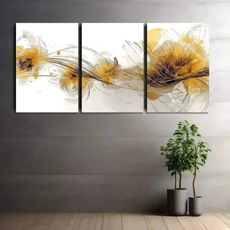 3pcs Abstract Digital Art with Geometric Shapes Metal Print Ready to Hang Art