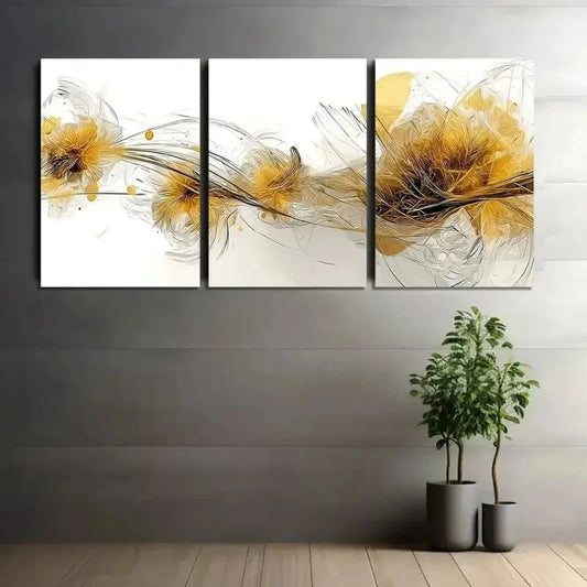 3pcs Abstract Digital Art with Geometric Shapes Metal Print Ready to Hang Art