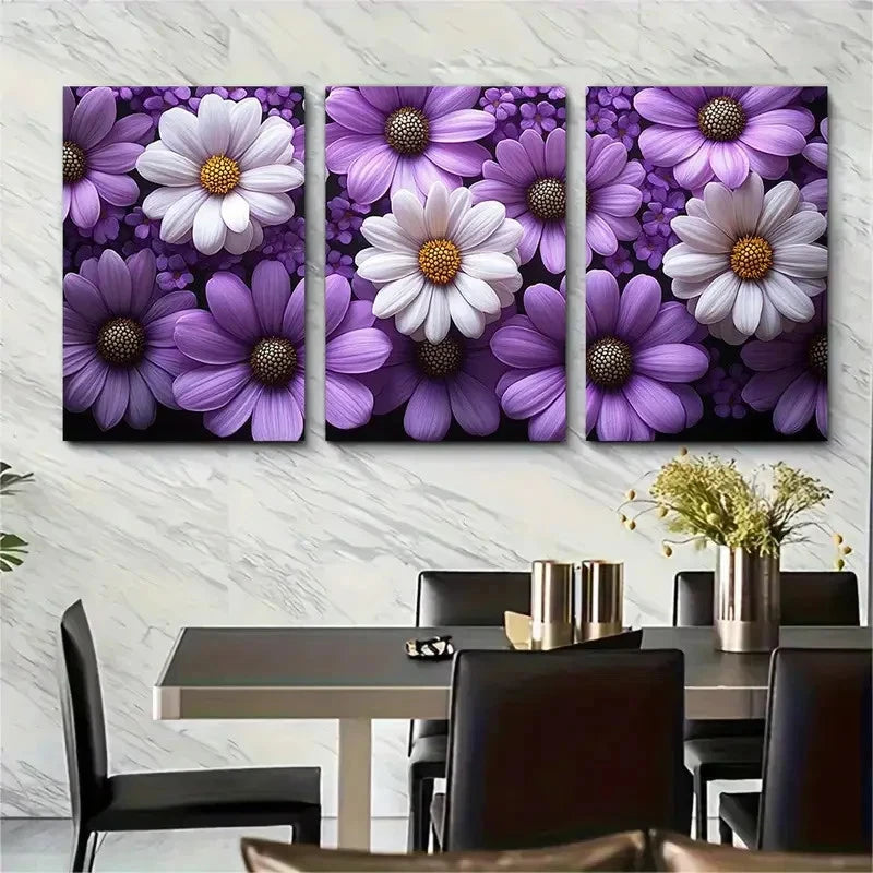 3pcs Elegant Marguerite Daisy Décor Perfect Wall Art Set Canvas Framed 60x90cm - High Quality Print 100% Australian Made Wall Canvas Ready to Hang