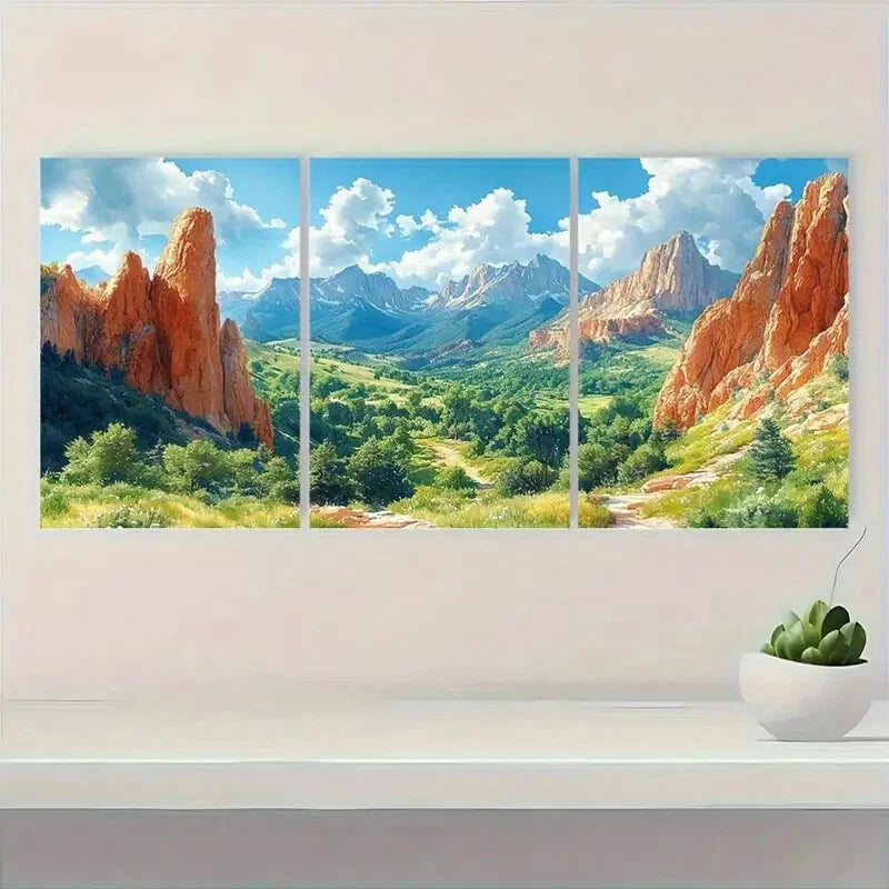 3pcs Vibrant Colorado Mountains & Red Rocks Lands Metal Print Ready to Hang Art