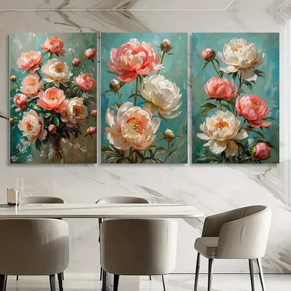 3pcs Peony Blossom Canvas Framed 60x90cm - High Quality Print 100% Australian Made Wall Canvas Ready to Hang