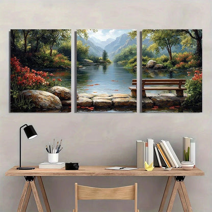 3pcs Scenery Garden Painting Nature Scenery Metal Print Ready to Hang Art