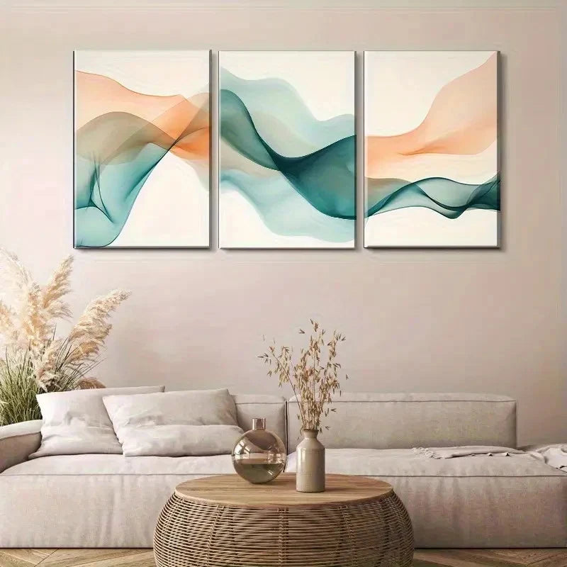 3pcs Modern Abstract Waves Fluid Motion Print Metal Print Ready to Hang Art