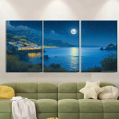 3pcs Serene Amalfi Coast Metal Print Ready to Hang Art