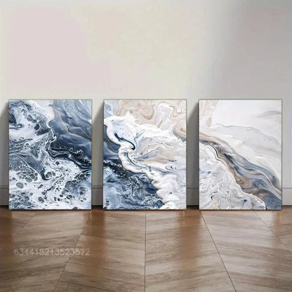 3pcs Blue And White Wall Art Poster Metal Print Ready to Hang Art