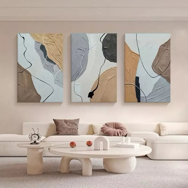 3pcs Abstract Art Prints, Modern Vintage Style Canvas Framed 40x60cm - High Quality Print 100% Australian Made Wall Canvas Ready to Hang