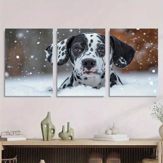 3pcs Funny Animal Theme Dalmatian Dog Metal Print Ready to Hang Art