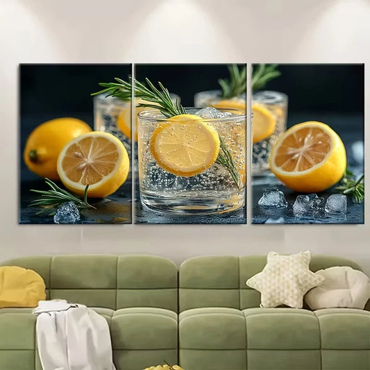 3pcs Gourmet Gin Tonic Cocktail Metal Print Ready to Hang Art