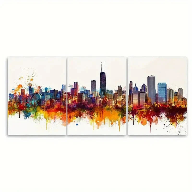 3pcs Vibrant Cityscape Poster Spreckels Building Metal Print Ready to Hang Art