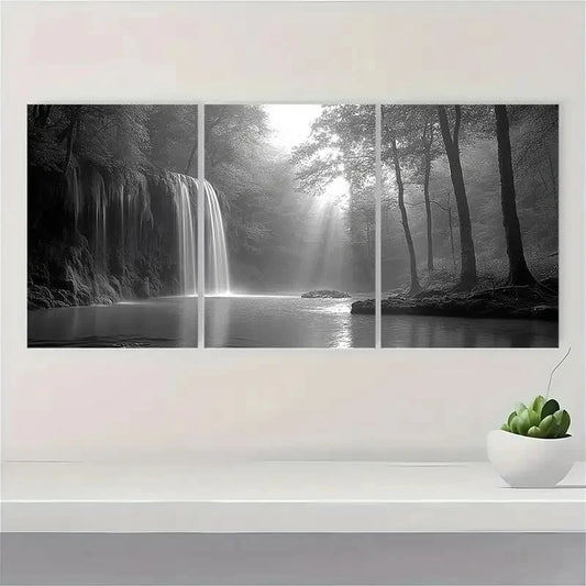 3pcs Haunting Black And White Forest Metal Print Ready to Hang Art