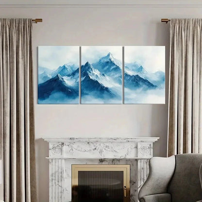 3pcs Set of Alpine Majesty Mountain Landscape Metal Print Ready to Hang Art