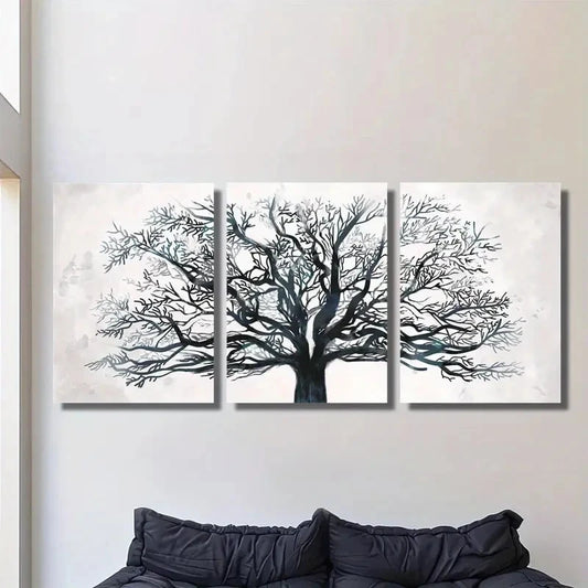 3pcs Abstract Black Tree Branches Metal Print Ready to Hang Art
