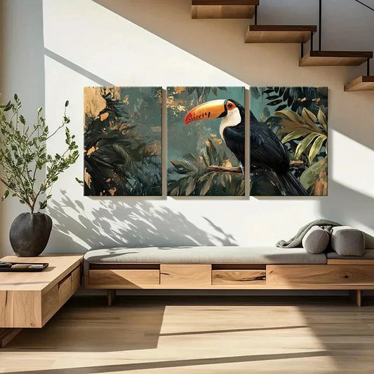 3pcs Toucan Tropical Jungle Animal Art Metal Print Ready to Hang Art