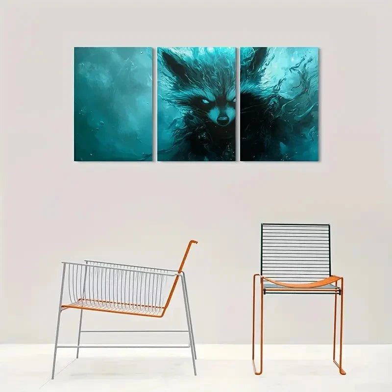 3pcs Fantasy Animal Modern Abstract Design Metal Print Ready to Hang Art