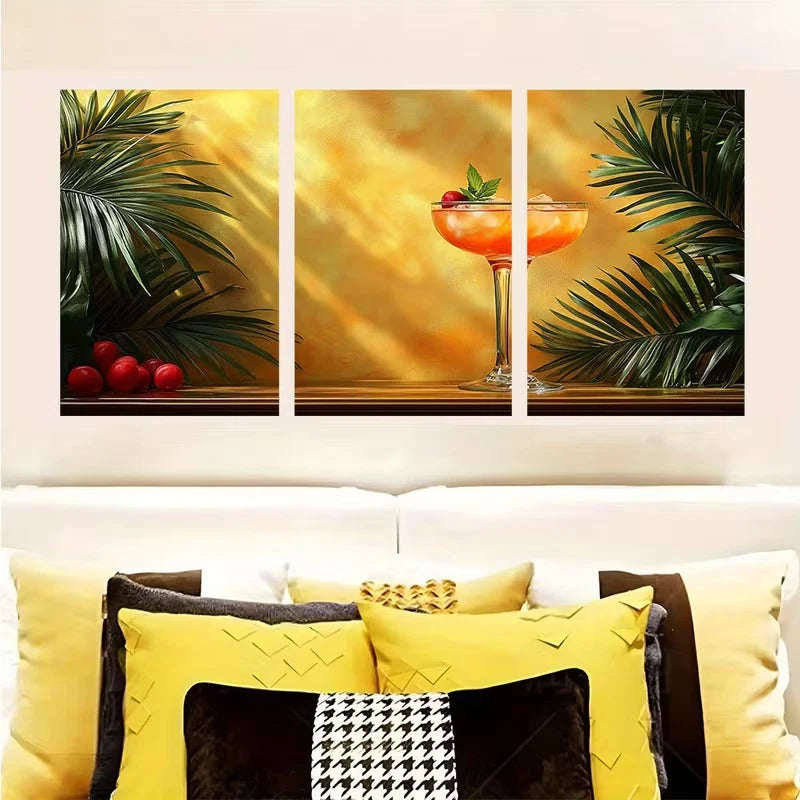 3pcs Sip Me Baby One More Time Retro Cocktail Metal Print Ready to Hang Art