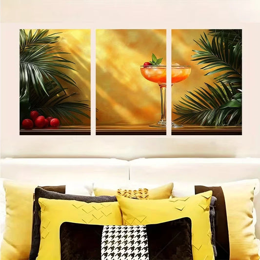 3pcs Sip Me Baby One More Time Retro Cocktail Metal Print Ready to Hang Art