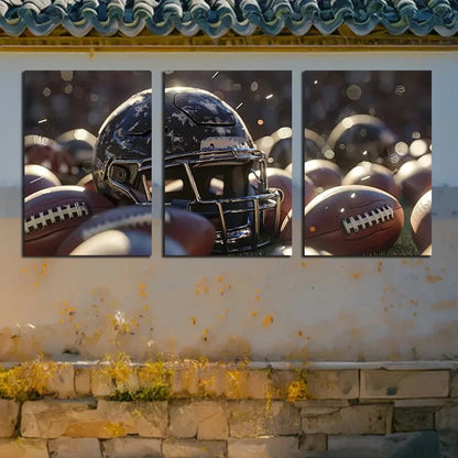 3pcs Football-Themed Modern Sports Fans Metal Print Ready to Hang Art