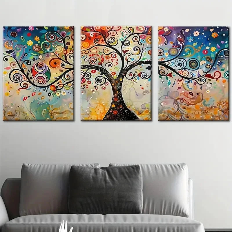 3pcs Large Tree Of Life Colorful Tree Of Life Metal Print Ready to Hang Art