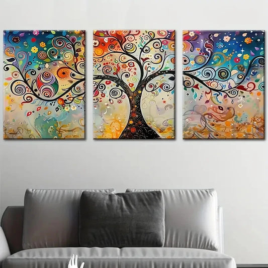 3pcs Large Tree Of Life Colorful Tree Of Life Metal Print Ready to Hang Art