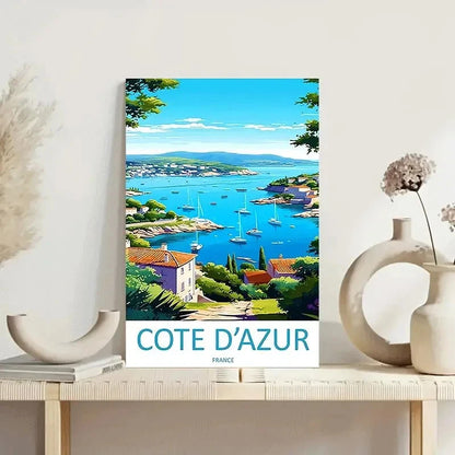 Cote D'Azur French Riviera Seascape Travel Poster Print Wall Art