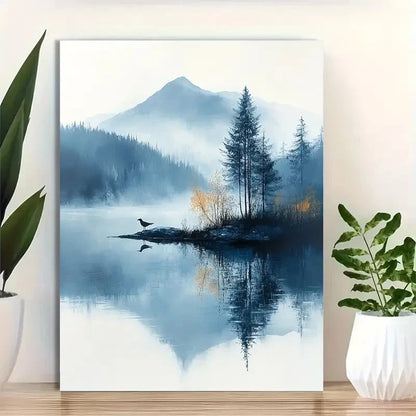 Beautiful Calm Lake Reflection Modern Painting 40x60cm Metal Print Ready to Hang