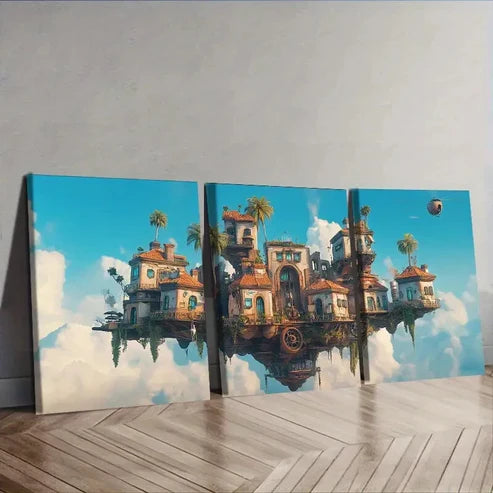 3pcs Deco Classic Modern Floating Island Wall Art Set Canvas Unframed - High Quality Print 100% Australian Made Wall Canvas