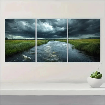 3pcs Dramatic Stormy Sky Landscape Prints Metal Print Ready to Hang Art