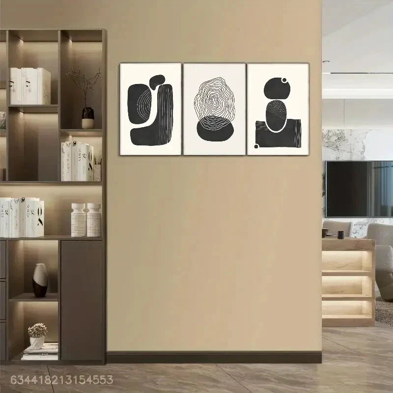 3pcs Geometric and Line Decoration Poster Metal Print Ready to Hang Art