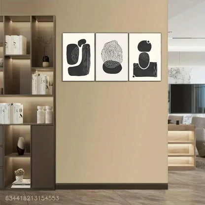 3pcs Geometric and Line Decoration Poster Metal Print Ready to Hang Art