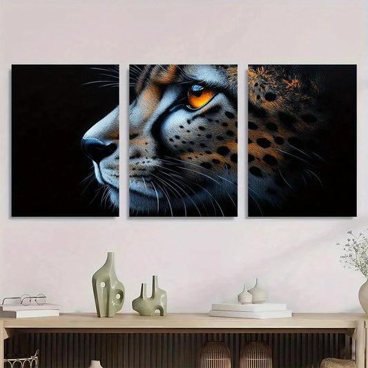 3pcs Animal Cheetah Cool Leopard Metal Print Ready to Hang Art