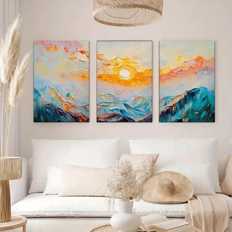 3pcs Beautiful Scenery Geometric Shapes Animal Metal Print Ready to Hang Art