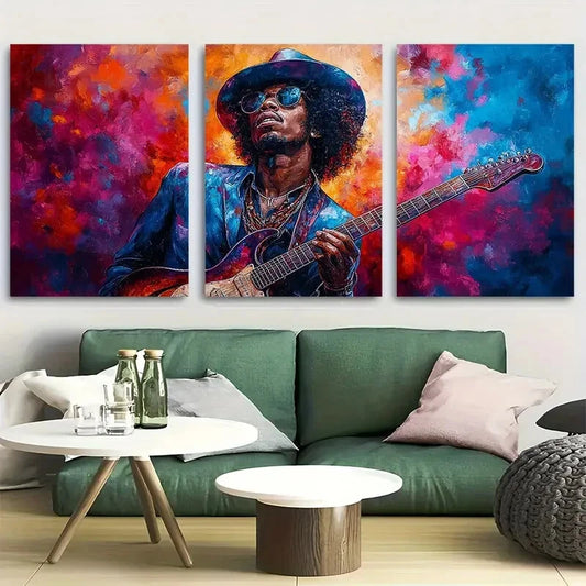 3pcs Jimi Hendrix African American Rock N Roll Metal Print Ready to Hang Art