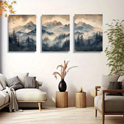 3pcs Serene Forest Landscape Wall Art Print Metal Print Ready to Hang Art