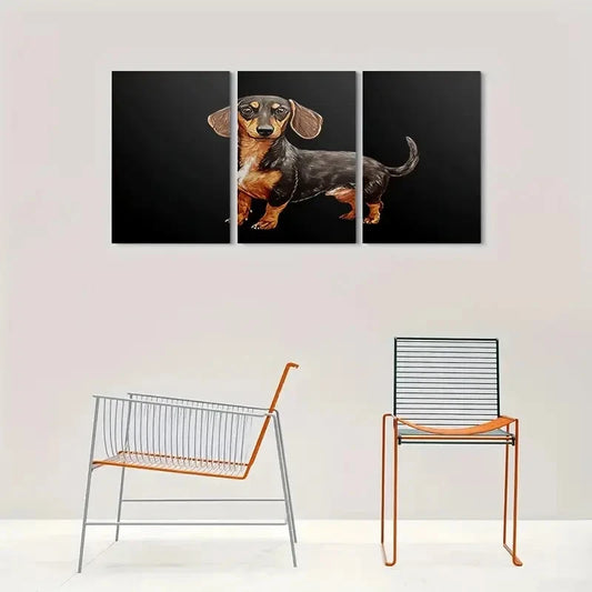 3pcs Adorable Dachshund Portrait Wall Art Set Canvas Framed 40x60cm - High Quality Print 100% Australian Made Wall Canvas Ready to Hang