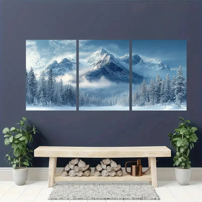 3pcs Winter Mountain Forest Nature Landscape Metal Print Ready to Hang Art