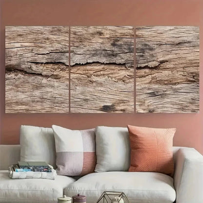 3pcs Soft Tone Modern Wooden Illustration Metal Print Ready to Hang Art