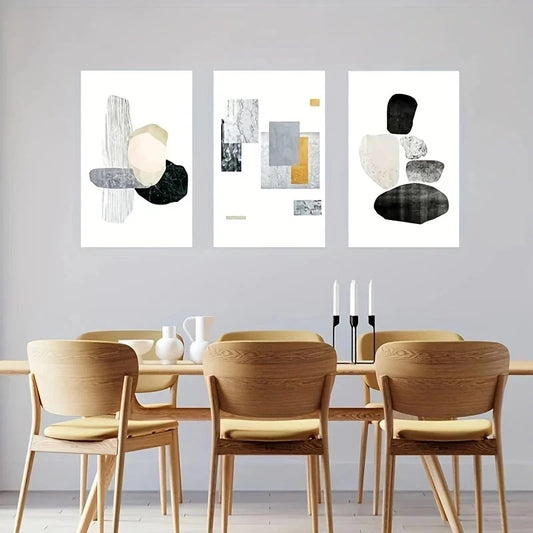 3pcs Black and White Abstract Fashion Theme Metal Print Ready to Hang Art