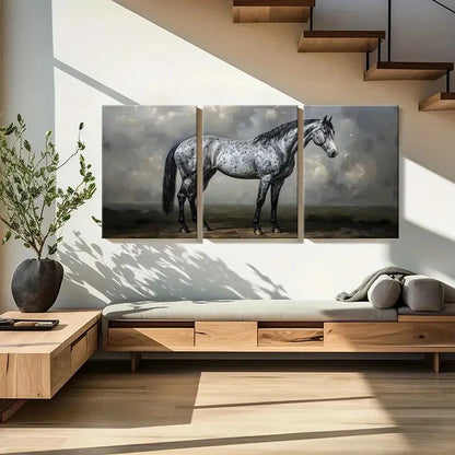 3pcs Artistic Horse Painting Spotted Pattern Metal Print Ready to Hang Art