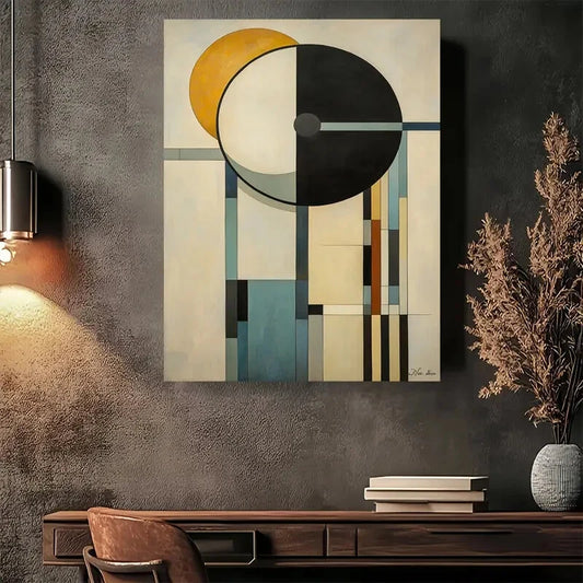 Beautiful Modern Abstract Geometric Vintage Painting 40x60cm Metal Print Ready to Hang